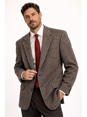 vintage 70s DANIEL HECHTER jacket blazer sport coat wool tweed 42L multi color